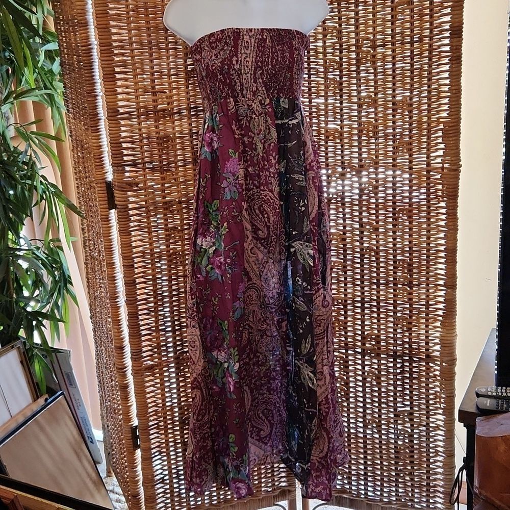 Pure Energy Strapless Dress - Burgundy and Floral